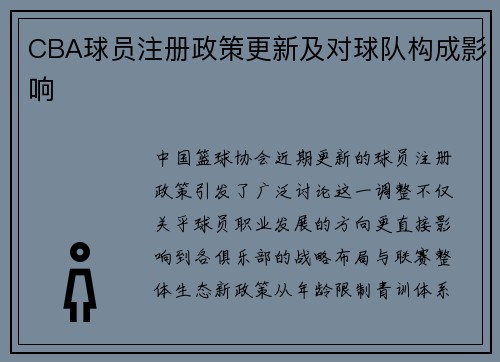 CBA球员注册政策更新及对球队构成影响
